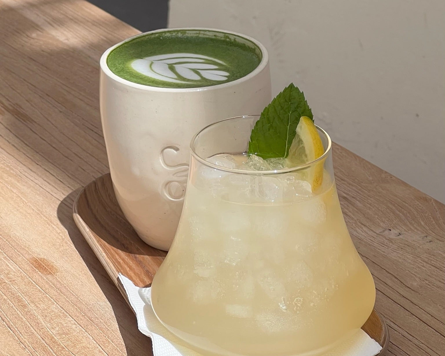Ceremonial matcha latte served at Concept 30 wellness café in Málaga